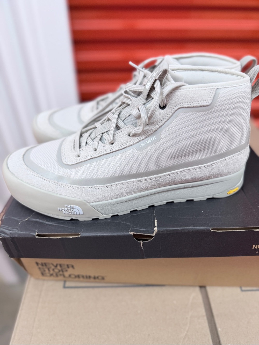 The North Face Stone Gray Waterproof High-Top Hiking Sneakers